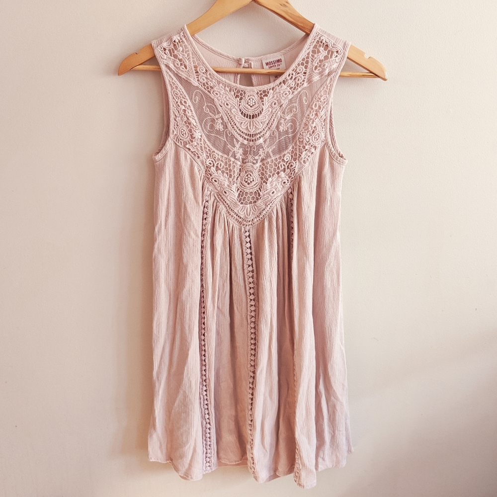 Soft Pink Crochet Tunic Dress